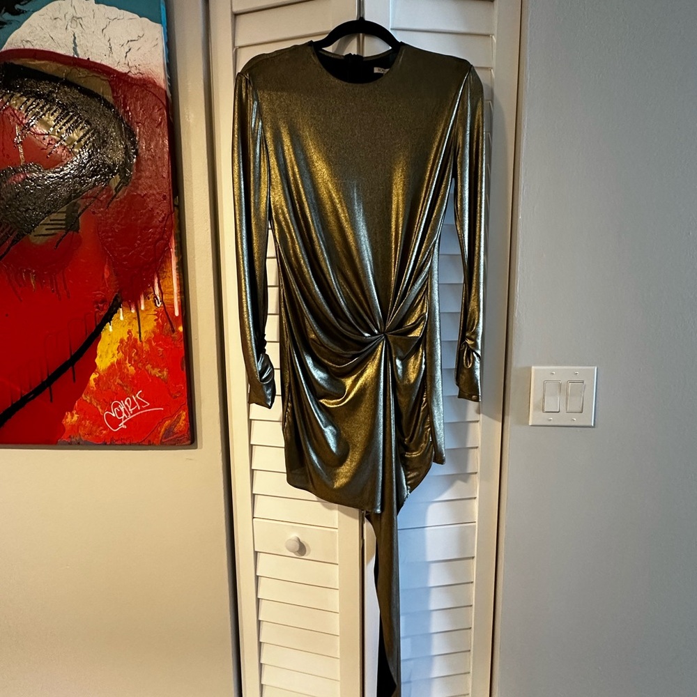 Metallic Gold Draped Dress - Picture 2 of 2